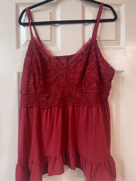 torrid Tops - Torrid Lace-Trim Red Camisole Tank Top
